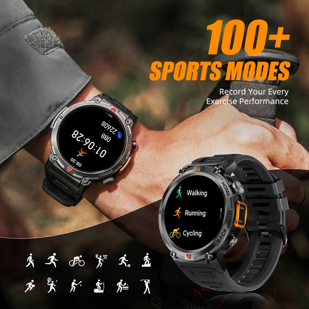 [JELLOO Smart Watch] JELLOO Sports Smart Watch | 1.45" HD Screen, Wireless Calling Function, LED Lighting, Zinc Alloy, Water-Resistant, Magnetic Charging, for Android & iPhone - Fitness Tracker, Pedometer, Modern Design, Wire
