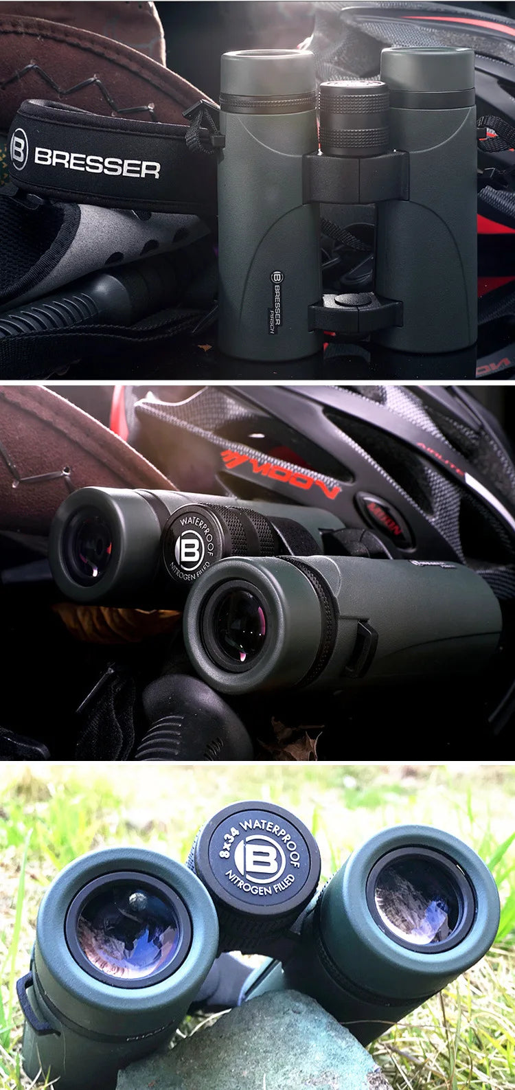 Bresser German brand 8x34 hollow portable binoculars HD high magnification nitrogen-filled waterproof travel concert 10X34