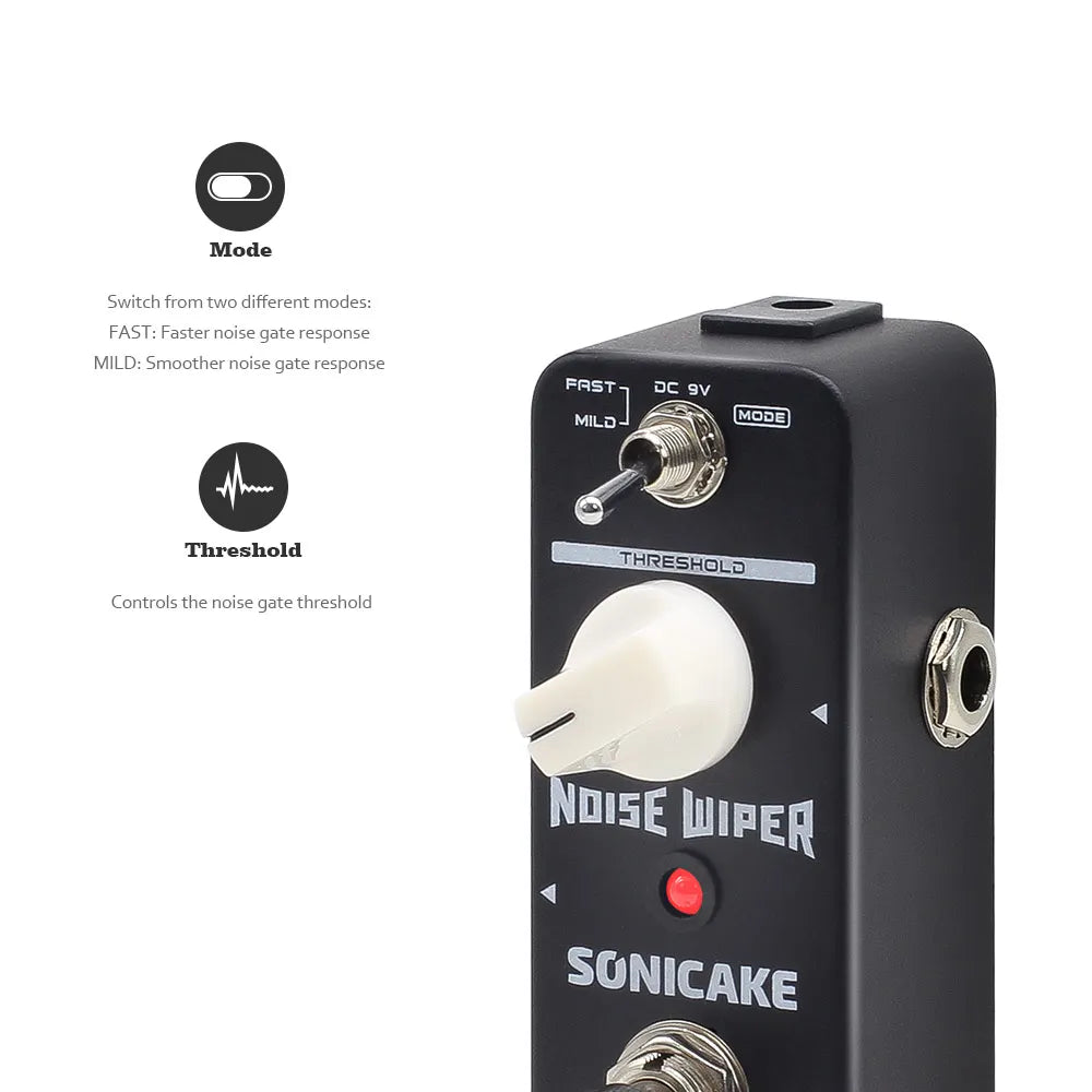 SONICAKE Noise Wiper True Bypass Noise Gate Guitar Bass Effects Pedal QSS-14