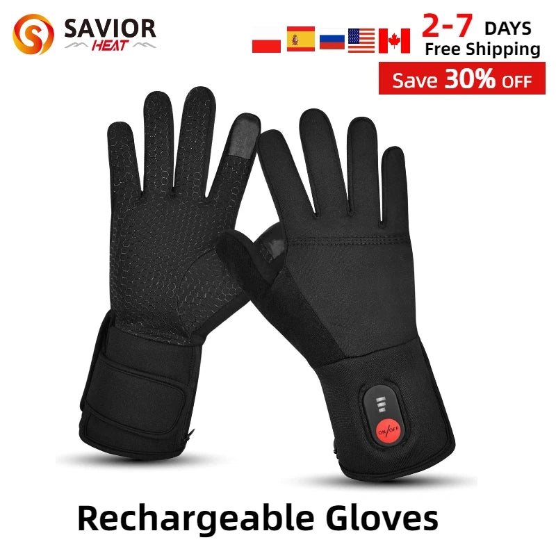 SAVIOR HEAT Heated Gloves Liner Rechargeable Battery Electric Heated Glove Men Women for Cycling Motorcycle Fishing Snowboard