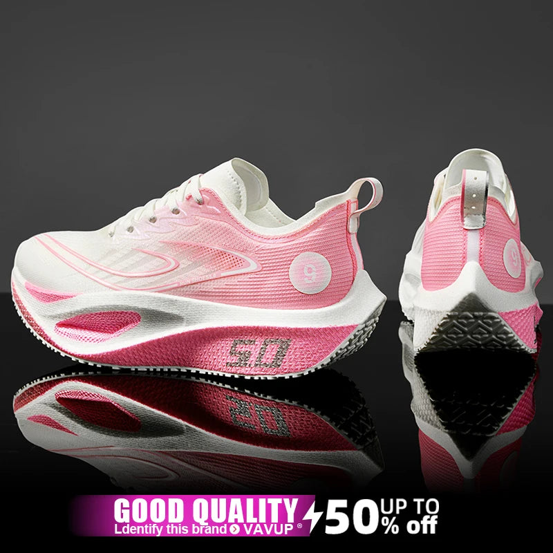 Sports Men Running Shoes Carbon Board Speciality Marathon  Breathable Lightweight Women's Comfortable Athletic Nonskid Sneakers