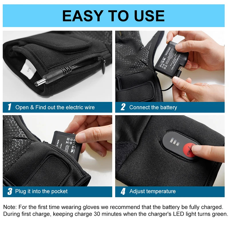 SAVIOR HEAT Heated Gloves Liner Rechargeable Battery Electric Heated Glove Men Women for Cycling Motorcycle Fishing Snowboard