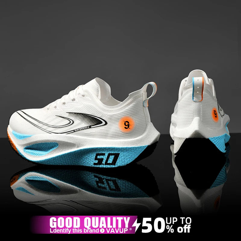 Sports Men Running Shoes Carbon Board Speciality Marathon  Breathable Lightweight Women's Comfortable Athletic Nonskid Sneakers